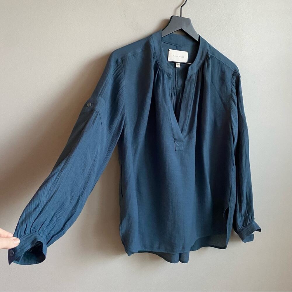 Brochu Walker Jaxon Popover Blouse in Oceanic Blue Size Small - Picture 5 of 11